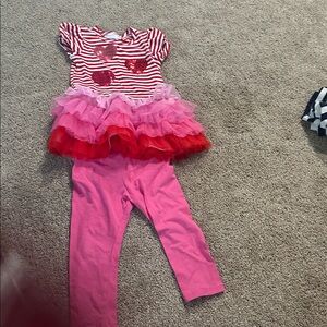 Bonnie Jean Red and White Striped outfit Valentine’s Day heart ruffles